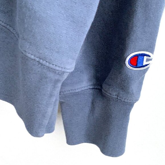 Vintage Champion Long Sleeve Blue Hoodie - Picture 3 of 8